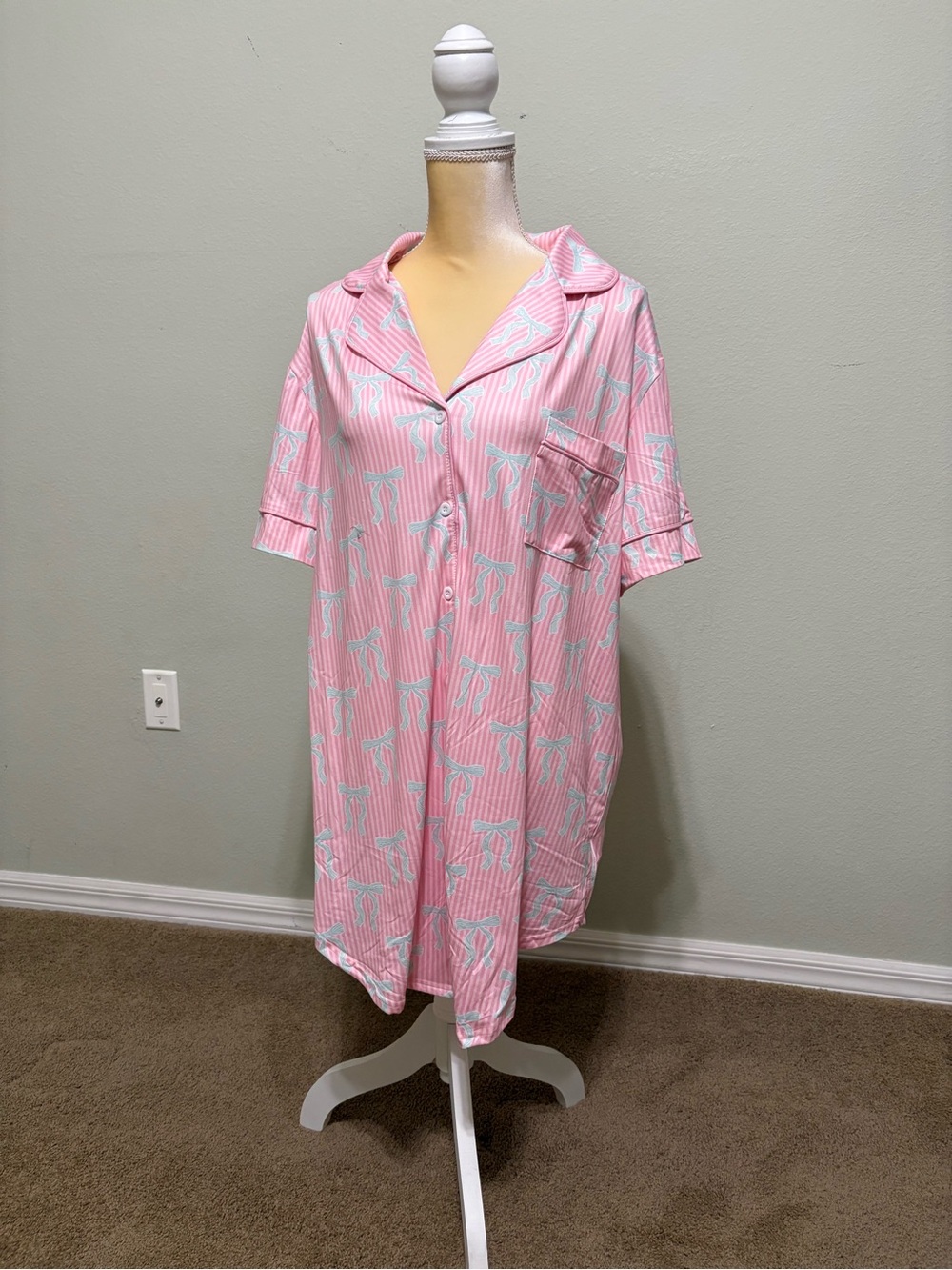 Birdie Pink Striped Tee Sleep Dress